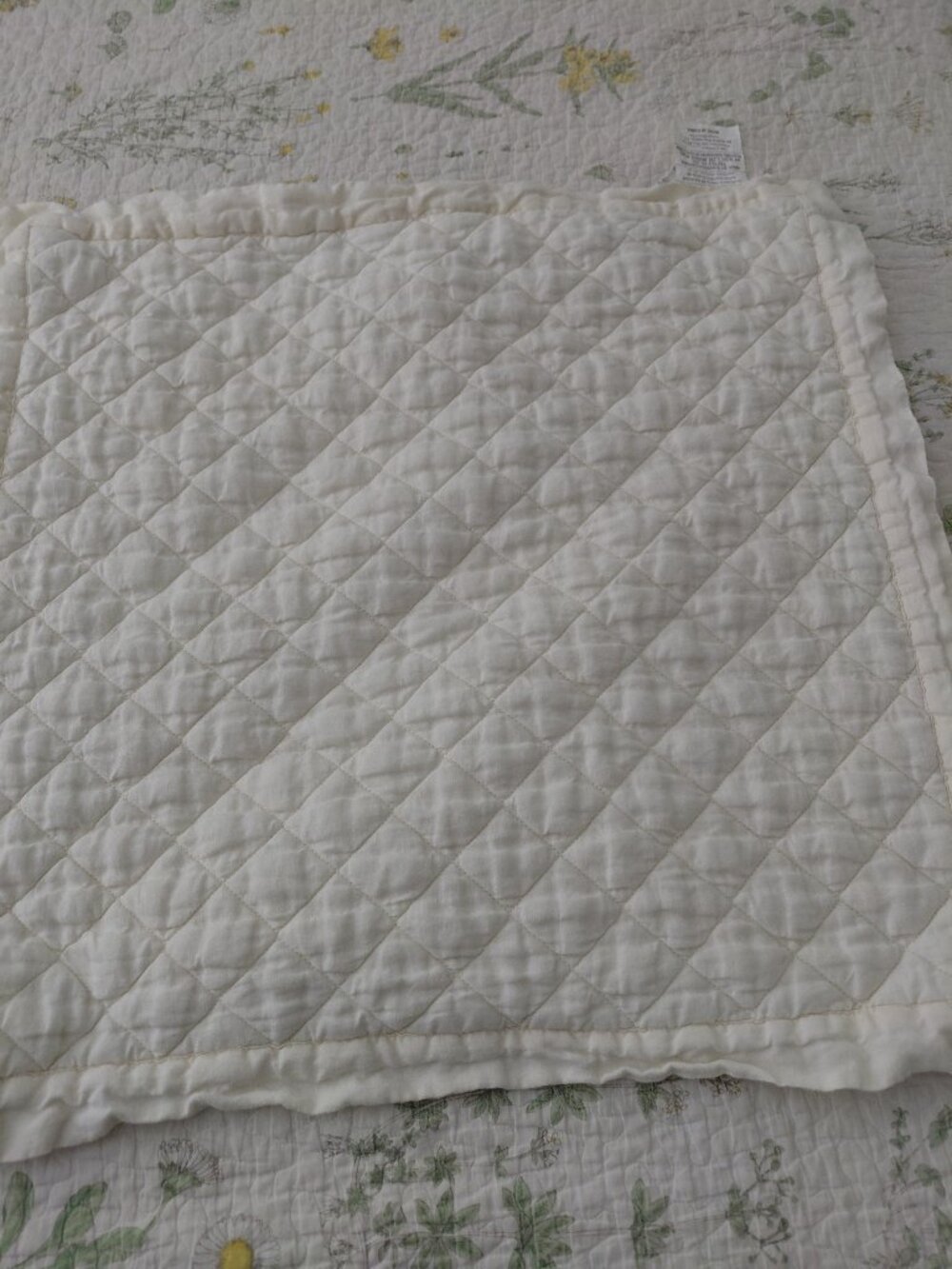 Pottery Barn Linen Quilted EURO Sham Cover 26 X 26 Ivory Cream
